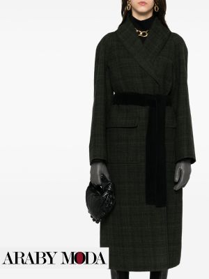 Fendi Tweed Coat in Dark Green for a Classic Style