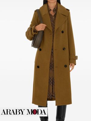 Trench Coat Burberry Cashmere Belted Trench Coat - Front View