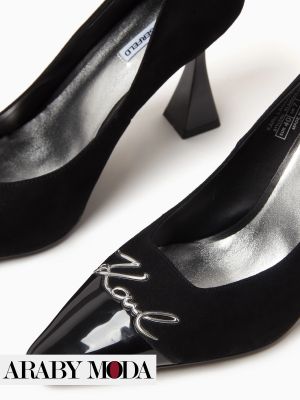 Karl Lagerfeld heels Leather upper with suede and silver logo