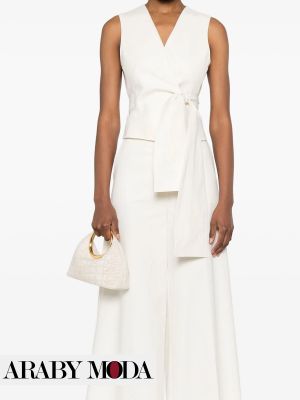 Classic white Max Mara jumpsuit - elegant for millennial women without clear logo for summer
