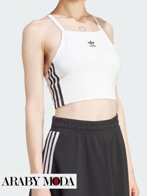 Sporty image with a white Adidas 3-Stripes Logo Blouse