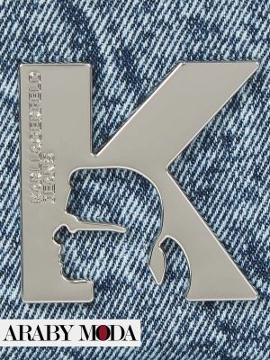 Silver Karl Lagerfeld Logo on the Jeans Bag