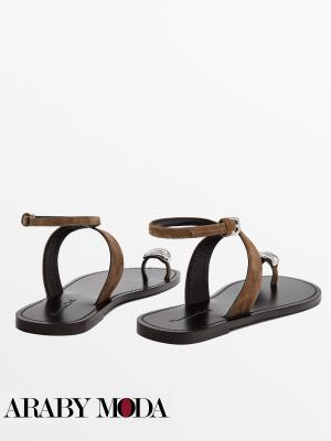 Massimo Dutti sandals decorated with metallic decorations with ankle straps