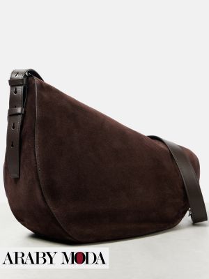 Dark Brown Burberry Suede Shoulder Bag for a Luxurious Winter Look