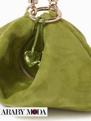 Jimmy Choo Callie Mini Suede Bag in Matcha Green Suede and Large Crystals