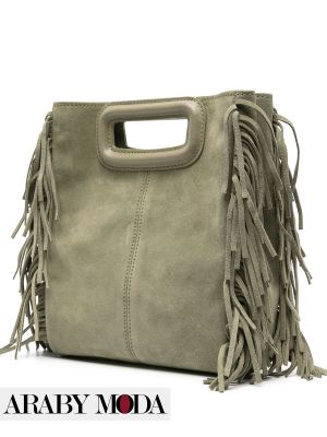 Maje Suede Bag with Tassels in a Modern Style