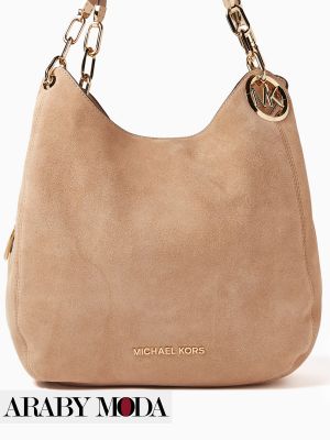 Michael Kors Lillie Suede Large Bag with Gold Logo