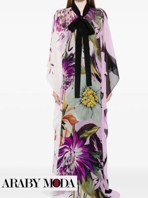 Elie Saab silk kaftan with floral prints