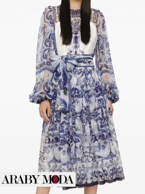 Dolce & Gabbana majolica print silk midi dress