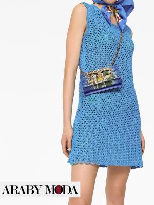 Dolce & Gabbana short blue crochet dress