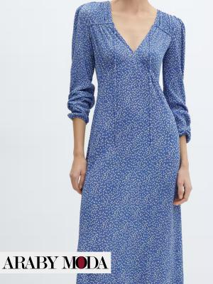 Mango blue dotted casual summer dress