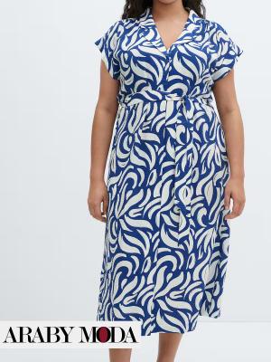 Mango blue shirt dress with matching prints