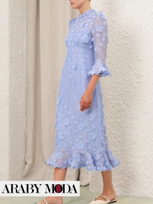 Zimmermann Matchmaker Midi Dress with Floral Embellishment and Ruffles - Side Pic