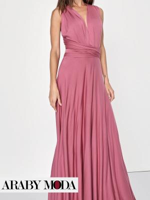 Dusty pink evening dress with a pure feminine spirit