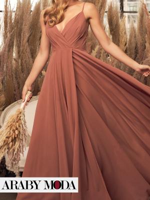 Love and romance with a dusty pink maxi evening dress