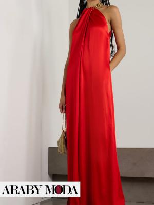 Red Satin Evening Dress