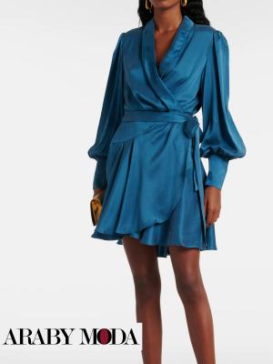Zimmermann blue silk wrap dress