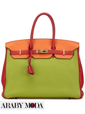 Hermes Birkin 35 Special Order Tricolor Togo Leather Bag