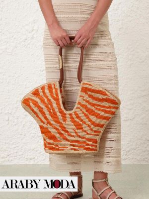 Zimmermann Goldentime Bag Woven with orange raffia