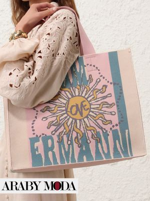 Zimmermann Jacquard Tote Bag with Sun and Love Print